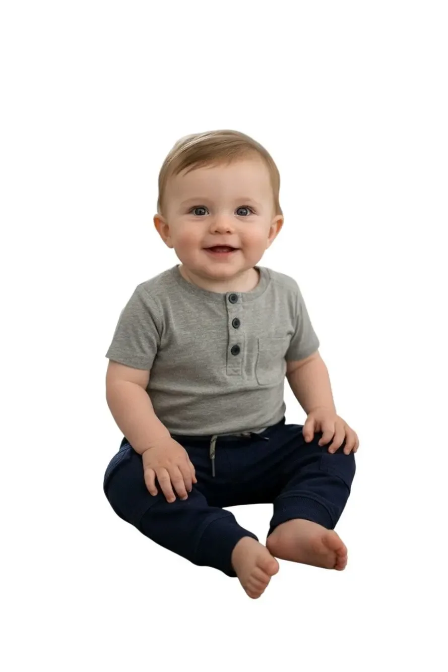Tommy Bahama Baby 2 piece set Gray Tee and Blue Joggers Size 12M